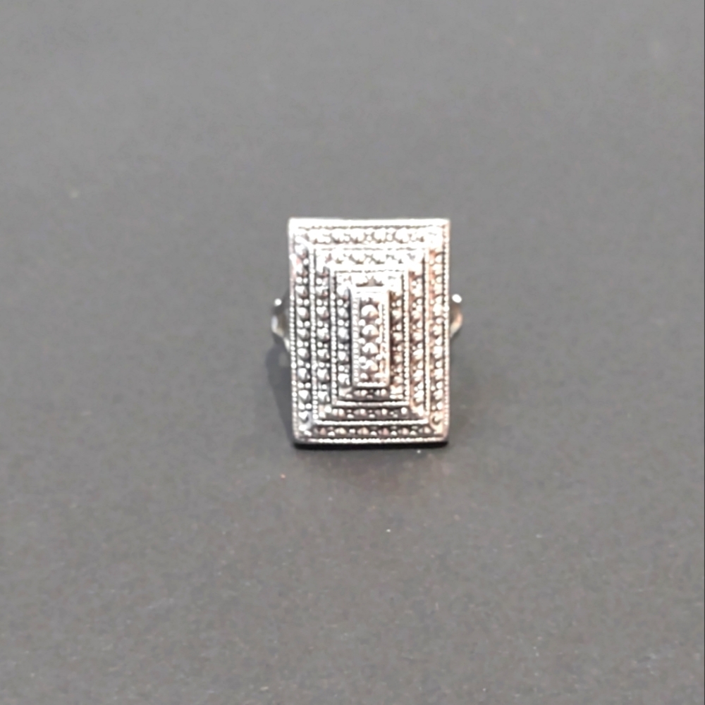 Joseph Esposito vintage 14k GF silver tone faux marcasite cocktail ring